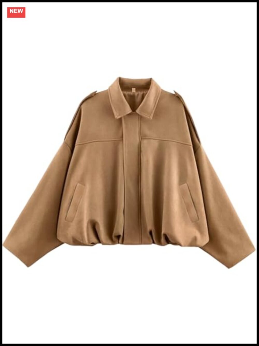 Faux Suede Bomber Jacket Oversized Casual Lapel Pilot Coat Long Sleeve